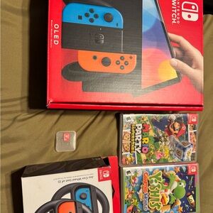 SOLD Nintendo Switch OLED with Neon Red and Blue Joy-Con